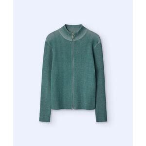 NEW Adolfo Dominguez Two Tone Ribbed Full Zip Cardigan Sweater